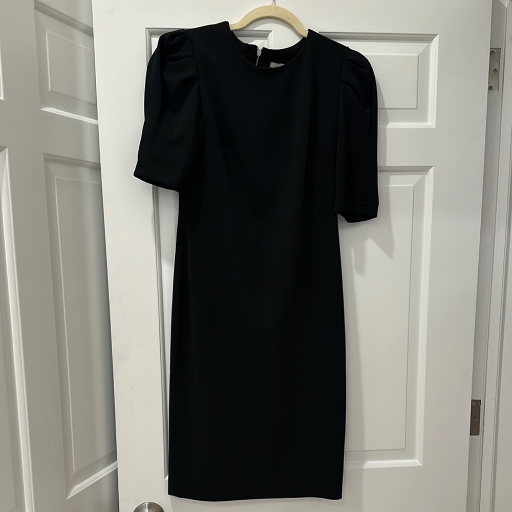 Calvin Klein Black Puff Sleeve Sheath Dress